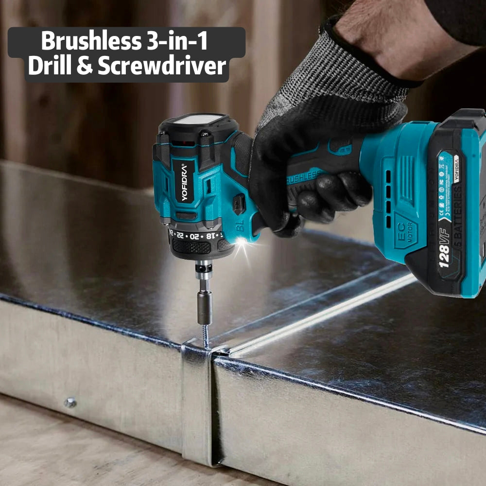 Brushless Cordless 3-in-1 Drill & Screwdriver – Hammer Function.