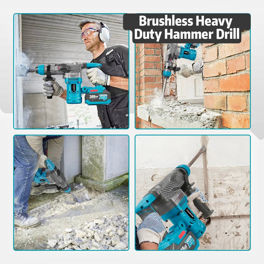 Cordless Brushless SDS Hammer Drill – Heavy-Duty Rotary Drill for Masonry & Concrete.