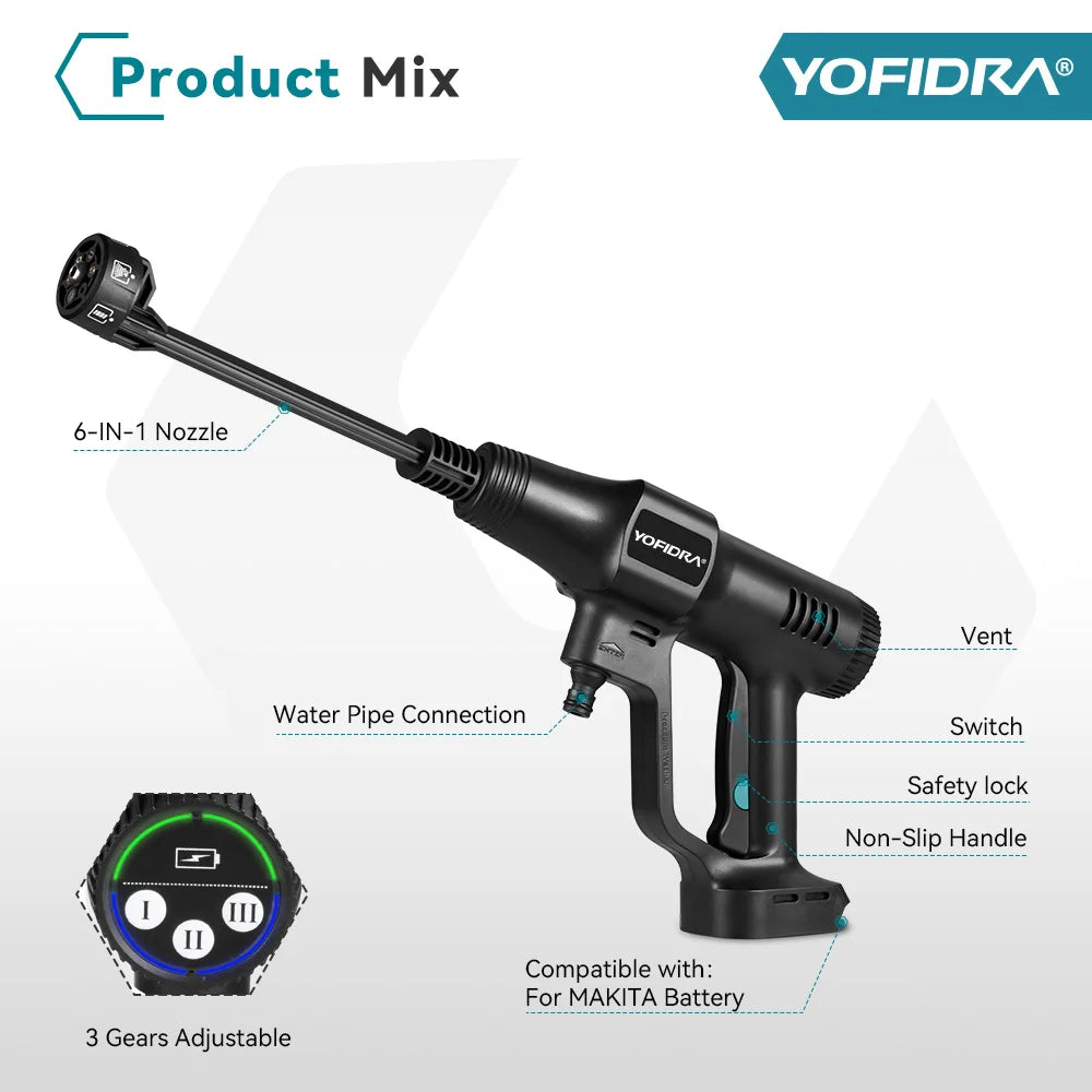 Brushless Cordless Pressure Washer – 6-in-1 Nozzle.