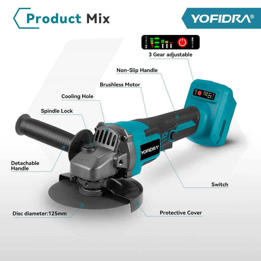 Brushless Cordless Angle Grinder 125mm.