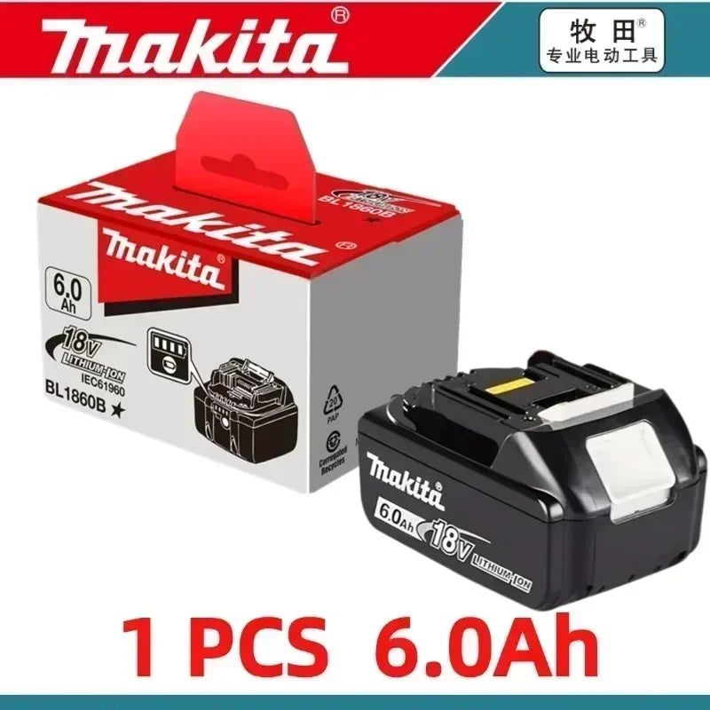 18V 6.0Ah Lithium-Ion Battery – BL1860 Compatible, for Makita-Style 18V Tools  (High-Capacity Replacement Battery with LED Indicator)