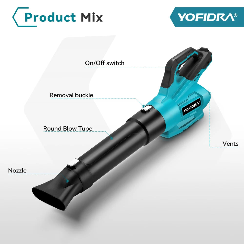 YOFIDRA 2000W Cordless Electric Leaf & Dust Blower — 21,500 RPM, High Air Volume