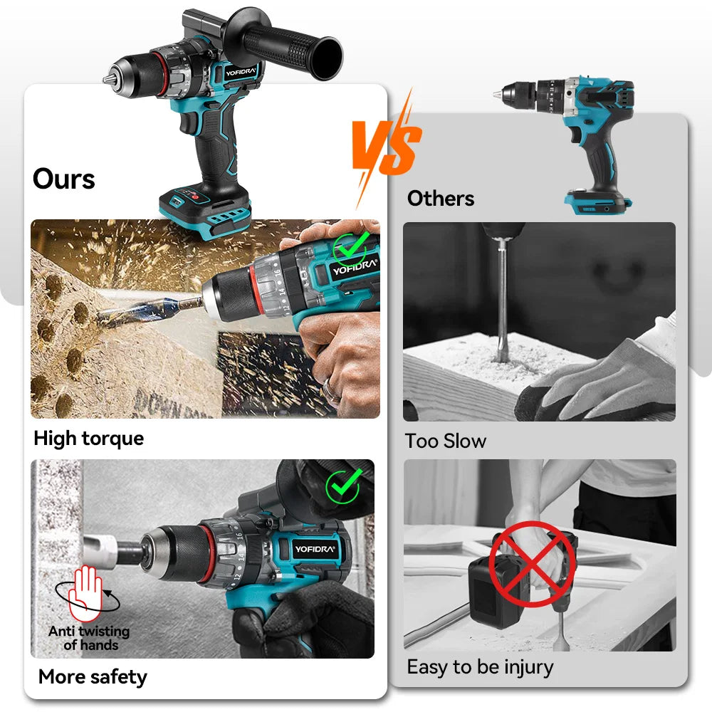 18V Brushless Cordless Impact Drill – High Torque, 2-Speed.