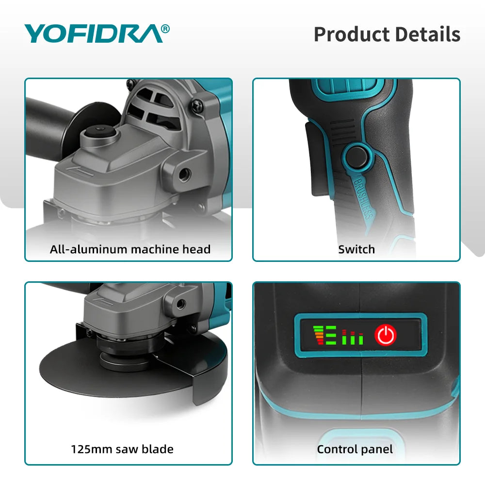 Advanced Brushless Cordless Angle Grinder 125mm – High-Speed, Variable Control.