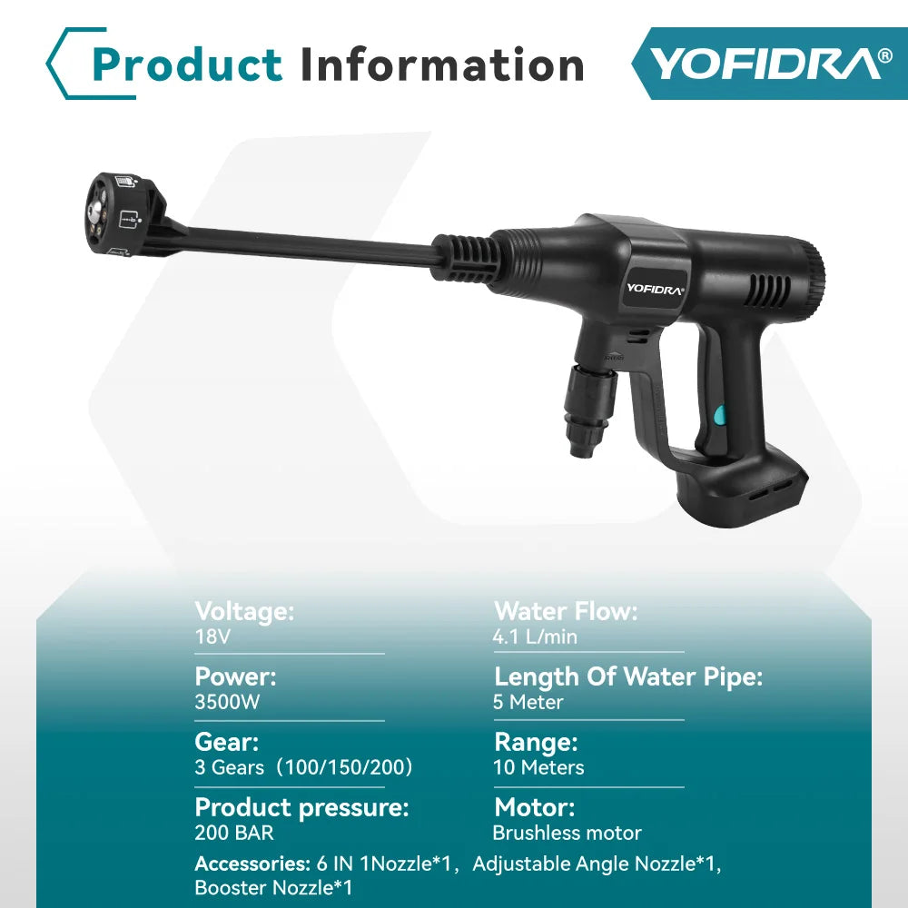 Brushless Cordless Pressure Washer – 6-in-1 Nozzle.